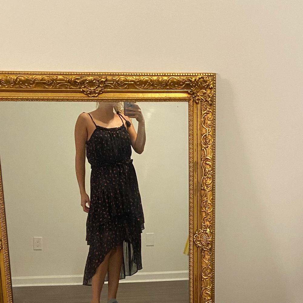 Floral Black High Low Dress